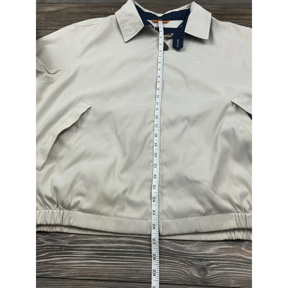 Timberland Weathergear Mens Jacket Beige XL Full Zip Collared Preppy Dadcore‎
